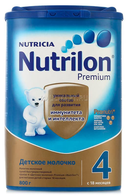 Детская молочная смесь Nutrilon 4 с 18 мес. 800г картон пребиотики