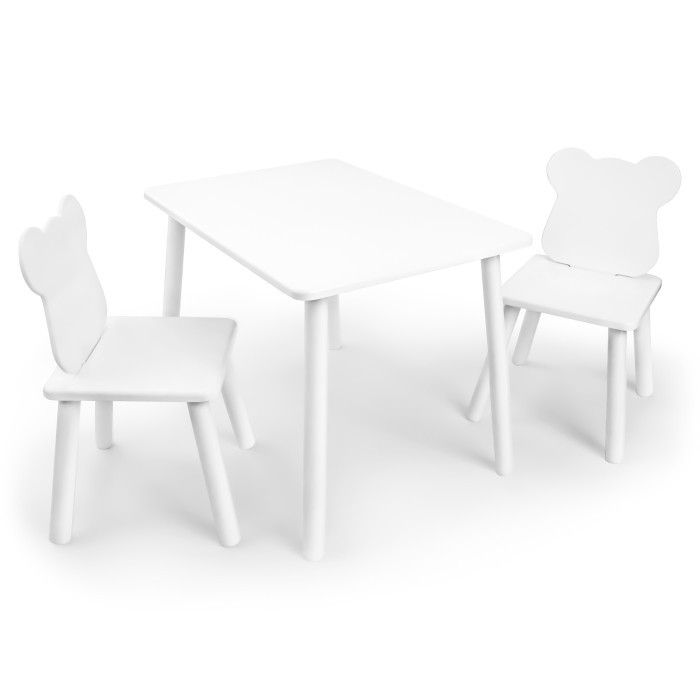 Комплект стол 2 стула Rolti Baby Мишка детский белый/белый