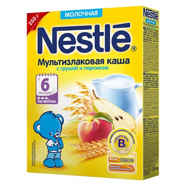 Каша Nestle молочная мультизлаковая груша персик с 6 мес