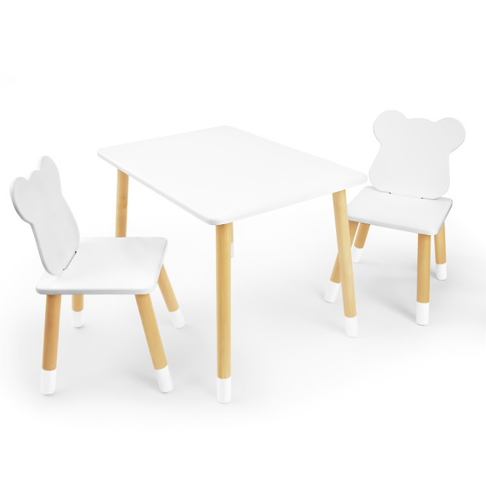 Комплект стол 2 стула Rolti Baby Мишка детский белый/береза