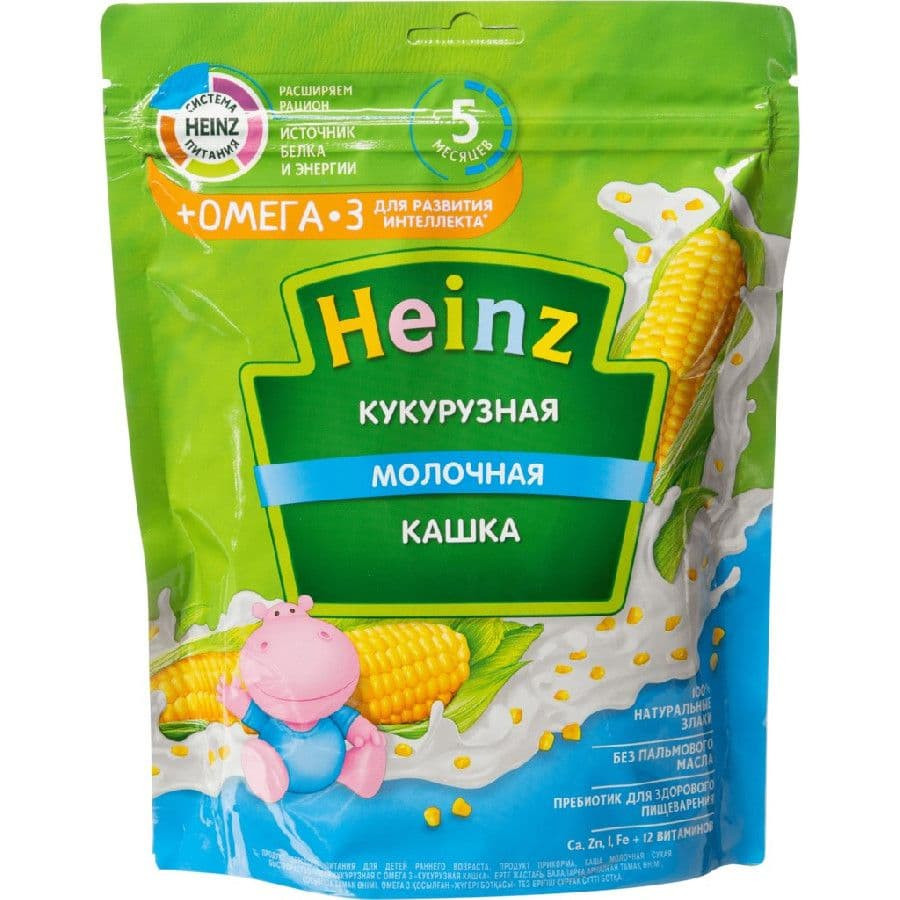 Каша Хайнц NEW кукурузная Омега-3 молочная с 5 мес 200гр