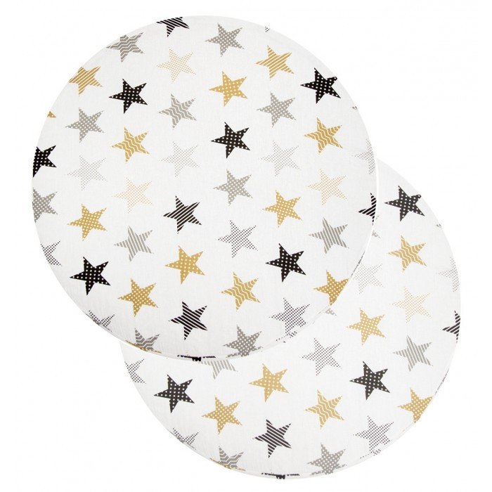 Комплект круглых простыней AmaroBaby Звезды пэчворк на резинке бязь 75 см х 75 см 12 см 2 шт