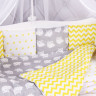 Комплект в кроватку AmaroBaby Совята 18 предметов желтый/серый бязь