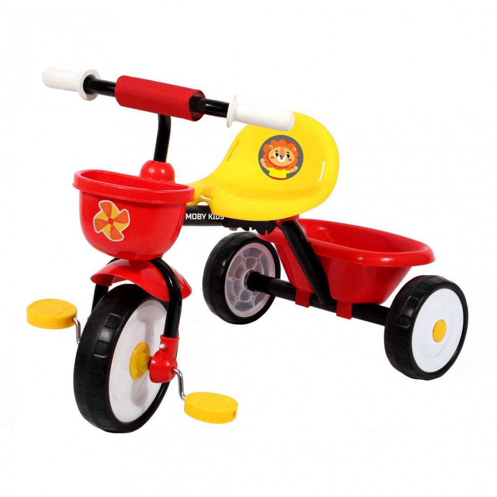 Велосипед Moby Kids Primo Львенок трехколесный складной красно-желтый