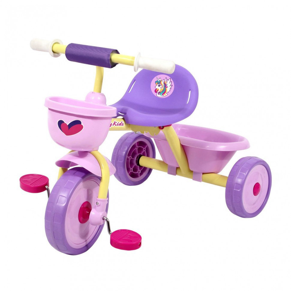 Велосипед Moby Kids Primo Единорог трехколесный складной розово-сиреневый