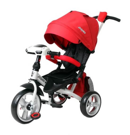 Велосипед трехколесный Moby Kids с разворотным сиденьем Leader 360° 12x10 EVA Car красный