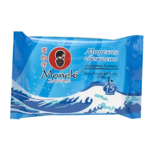 Салфетки влажные MANEKI Kaiteki с антибактериальным эффектом Морская свежесть