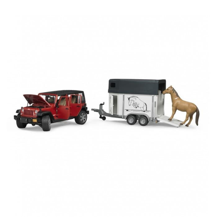 Внедорожник Bruder Jeep Wrangler Unlimited Rubicon c коневозкой и лошадью