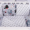 Комплект в кроватку AmaroBaby Premium Котики 18 предметов серый