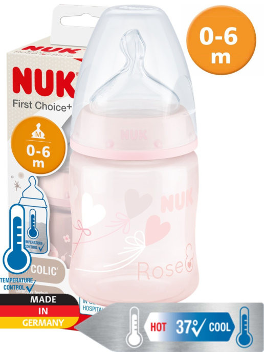 Бутылочка NUK FС+ Baby Rose Шарик 150 мл с индикатором температуры с соской из силикона с отверстием М размер 1