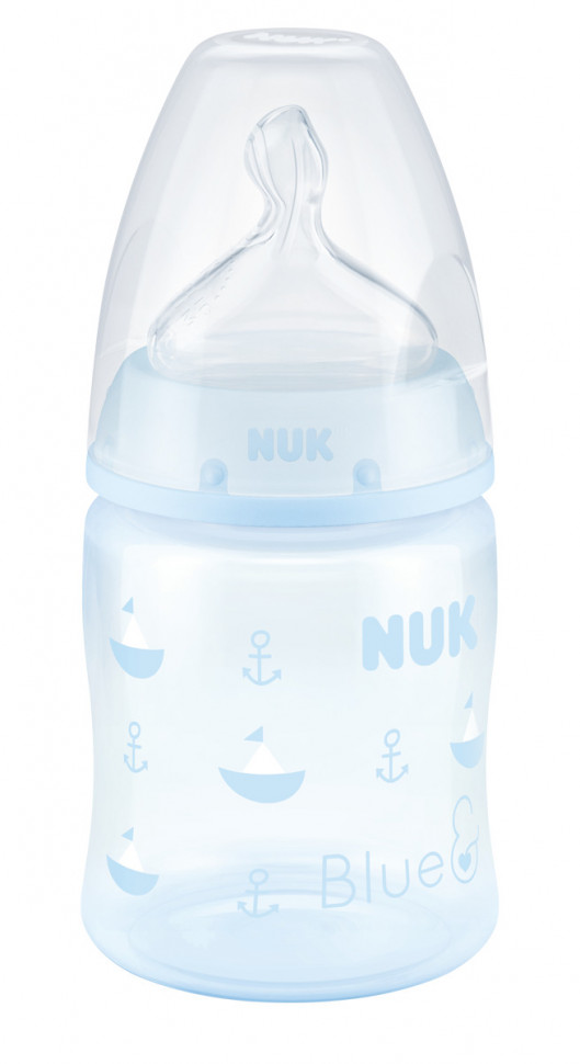Бутылочка NUK FС+ Baby Blue Кораблик 150 мл с индикатором температуры с соской из силикона с отверстием М размер 1