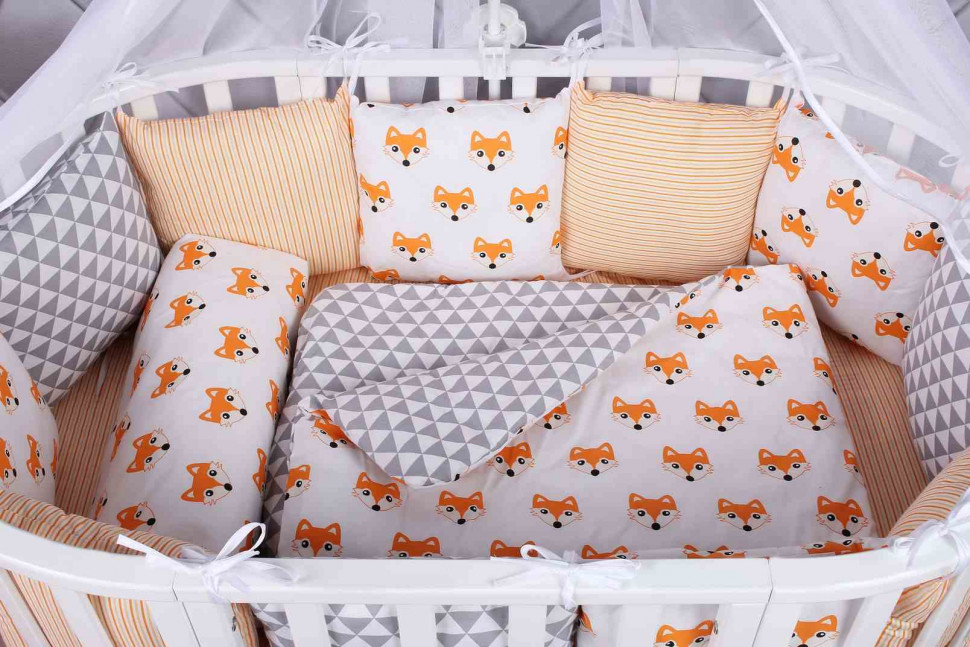 Комплект в кроватку AmaroBaby LUCKY 19 предметов оранжевый поплин/бязь