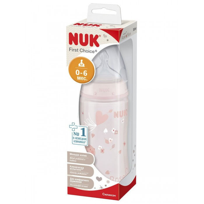 Бутылочка NUK FС+ Baby Rose Зайчик 300 мл с индикатором температуры с соской из силикона с отверстием М размер 1