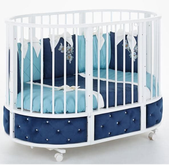 Кровать детская Incanto овальная с маятником EVA декор VIP синий