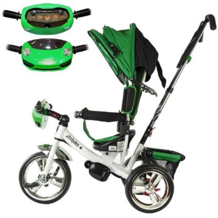 Велосипед трехколесный Moby Kids Comfort светомузыкальная панель 12/10" зеленый