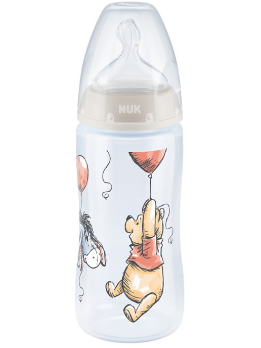 Бутылочка NUK FС+ ДИСНЕЙ Винни 300 мл с соской из силикона с отверстием М размер 1 бежевая