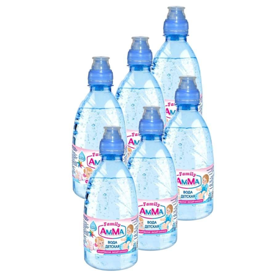 Вода Питьевая AMMA (АМ-МА) 0.33 л спорт-кэп упаковка 6 штук