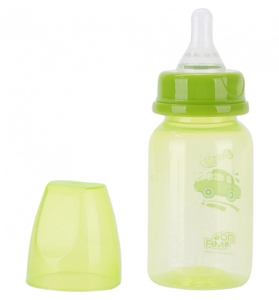 Бутылочка Пома пластик 140 мл цветная маленькая 0+ зеленый 3010