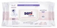 Влажные салфетки Seni Care sensitive для чувствительной кожи с Алоэ Вера и Аллантоином упаковка с клапаном 68 шт
