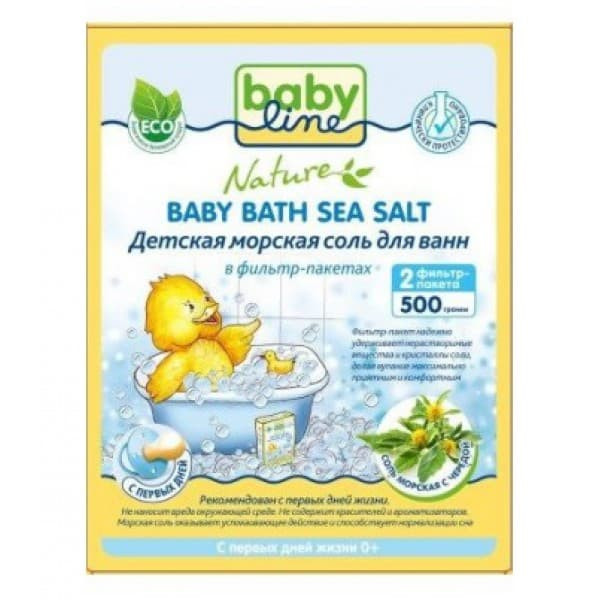 Соль для ванн BabyLine Nature детская морская с чередой в фильтр-пакетах 500 г 19775