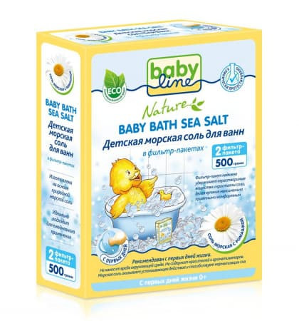 Соль для ванн BabyLine Nature детская морская с ромашкой в фильтр-пакетах 500 г
