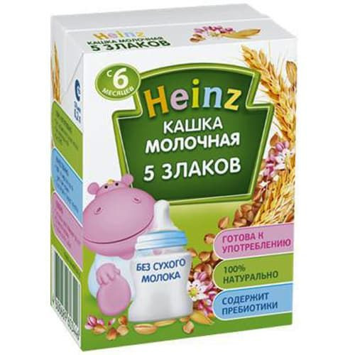 Кашка Heinz жидкая молочная 5 злаков многозерновая с 6 мес 200 г