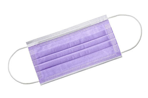 Маска медицинская 3-х слойная из нетканых материалов с носовым фиксатором 50 шт цвет сиреневый