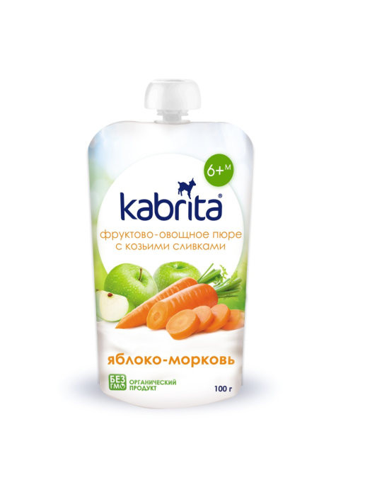 Детское пюре Кабрита (Kabrita) с козьими сливками Яблоко-морковь 6*100 г