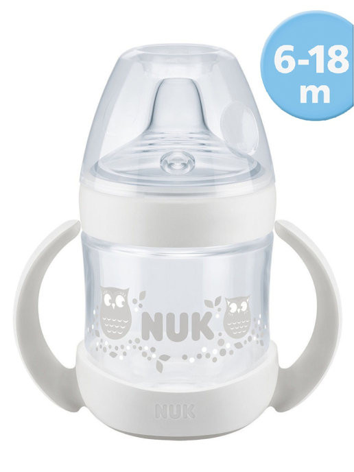 Бутылочка NUK Nature Sense Обучающая 150 мл с индикатором температуры с насадкой из силикона белая