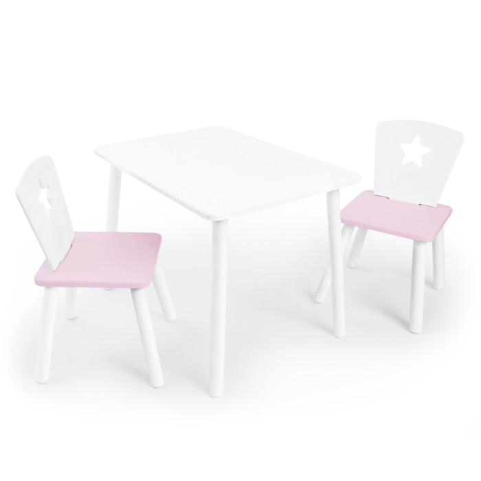 Комплект стол 2 стула Rolti Baby Звезда детский белый/лаванда