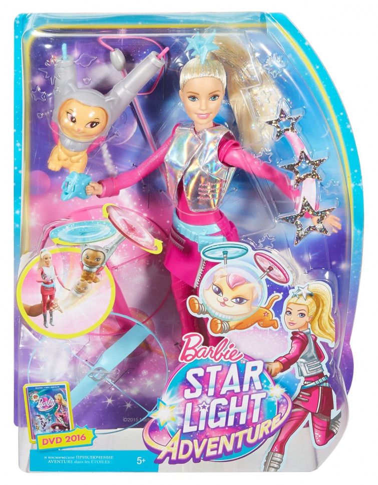 Кукла с летающим котом Попкорном из серии Barbie и космические приключения Barbie DWD24 