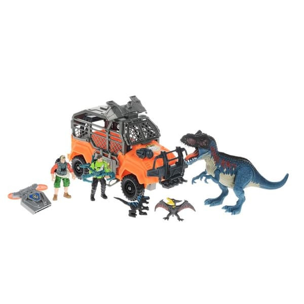 Игровой набор Chap Mei Динозавр Тиранозавр и охотник на джипе