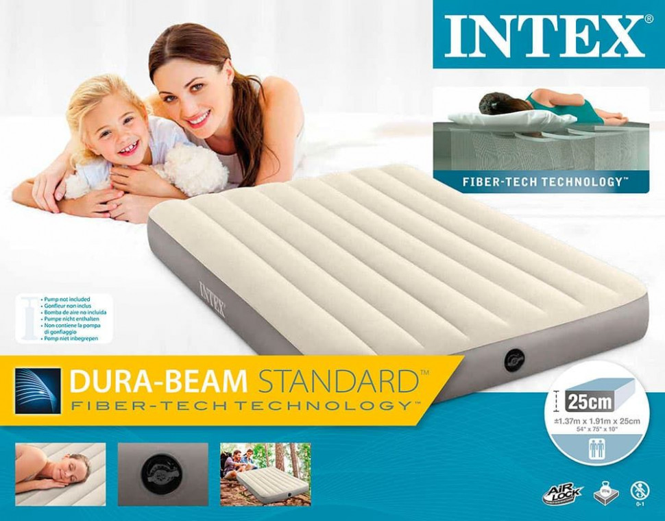 An inflatable mattress Intex Deluxe Single-High 137х191х25 cm 64102