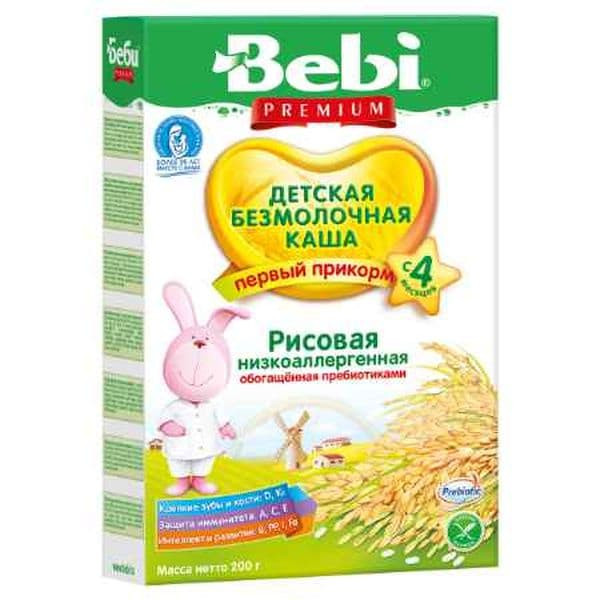Каша Bebi (Беби) рисовая низкоаллергенная с пребиотиками с 4 мес. 200 г