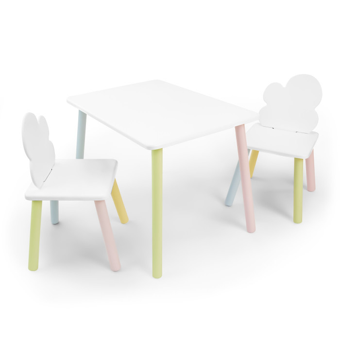 Комплект стол 2 стула Rolti Baby Облачко детский белый/цветной