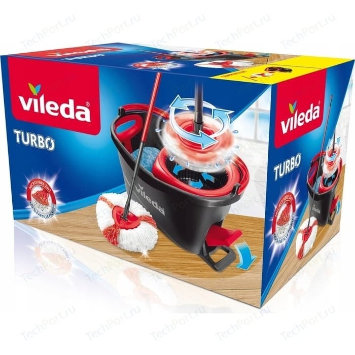 Набор VILEDA для уборки Легкий отжим Easy Wring Turbo швабра + ведро с педальным отжимом 151153