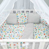 Комплект в кроватку AmaroBaby Premium Дорога 18 предметов белый/серый поплин