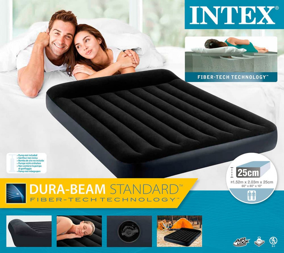 Intex inflatable mattress with headrest M Queen 64143