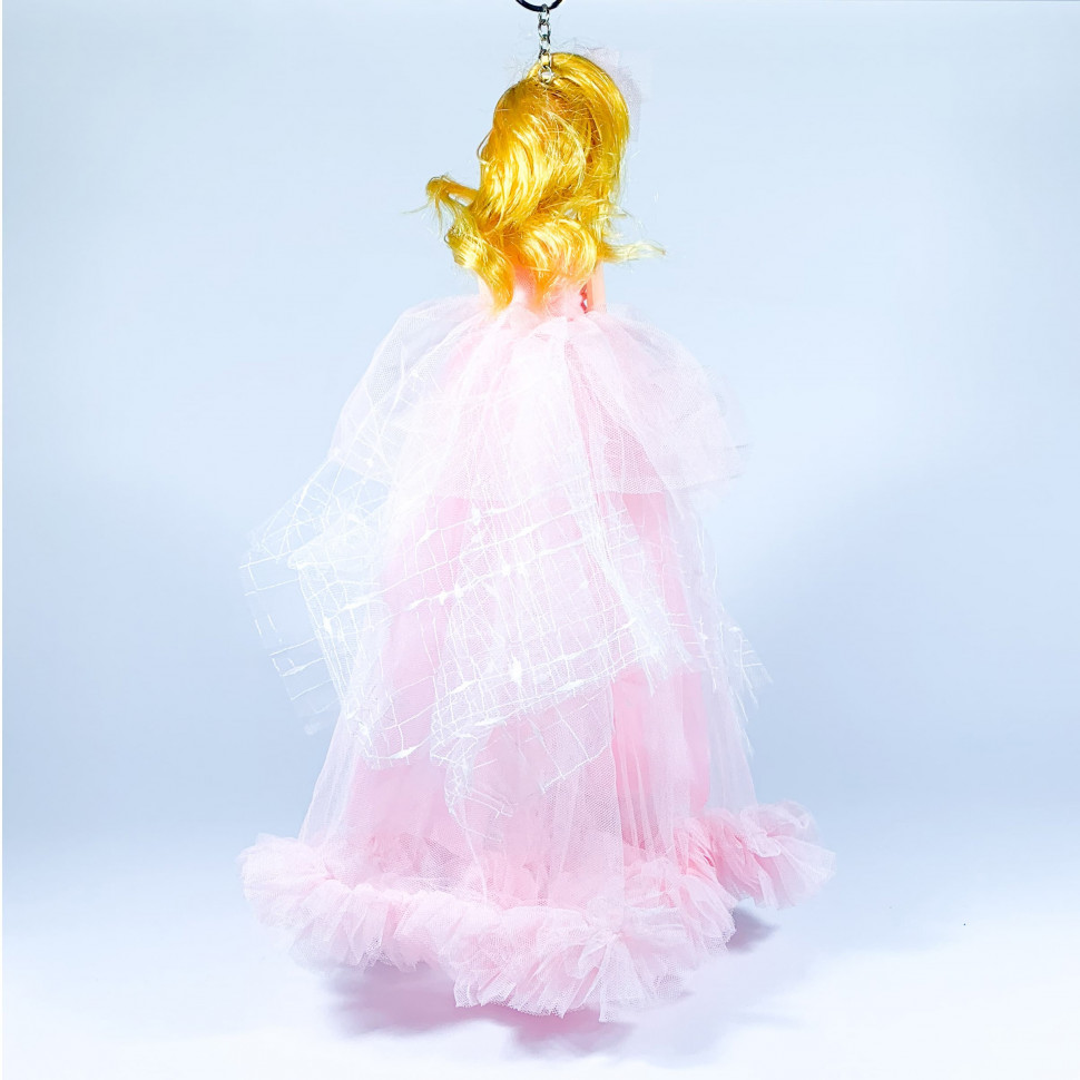 Кукла Брелок в пышном розовом платье 30 см