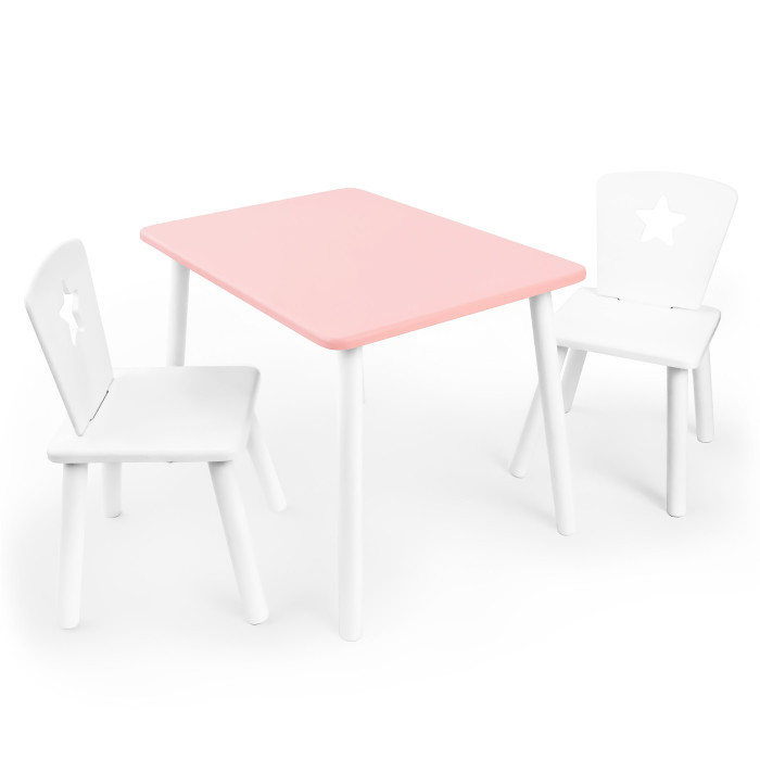 Комплект стол 2 стула Rolti Baby Звезда детский розовый/белый