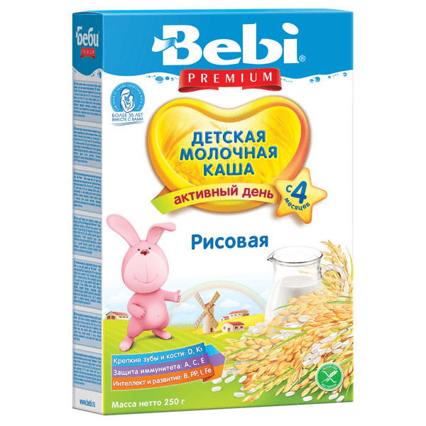 Каша Bebi (Беби) рис с молоком с 4 мес. 250 г