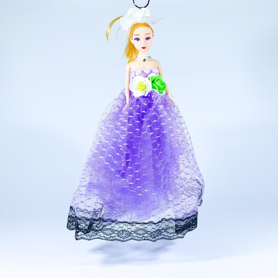 Кукла Брелок в пышном фиолетовом платье 25 см