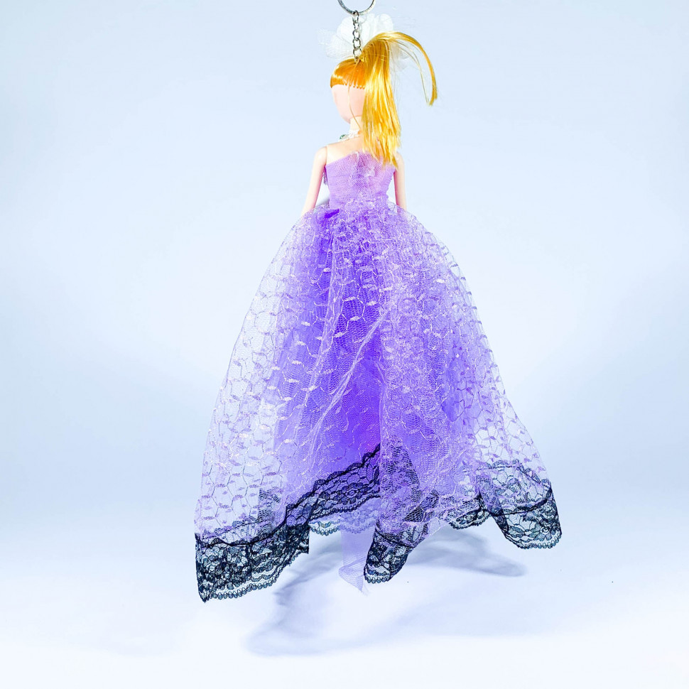 Кукла Брелок в пышном фиолетовом платье 25 см
