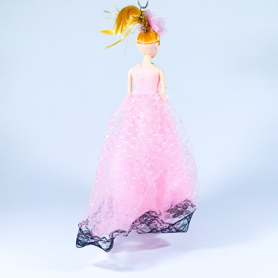 Кукла Брелок в пышном розовом платье 25 см