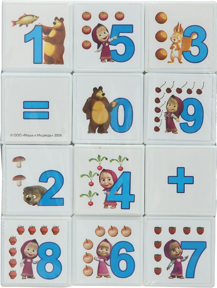Кубики Маша и Медведь Математика 12 шт GT8628