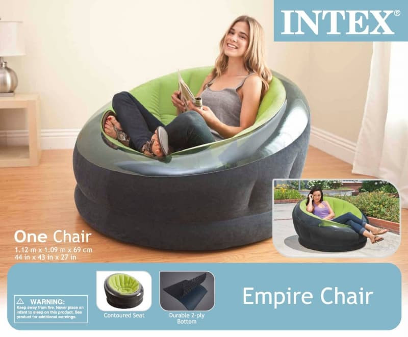 Надувное кресло Intex Empire Chair 68581 зеленое