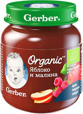 Пюре Gerber (Гербер) Органик Яблоко малина с 5 мес 125 гр