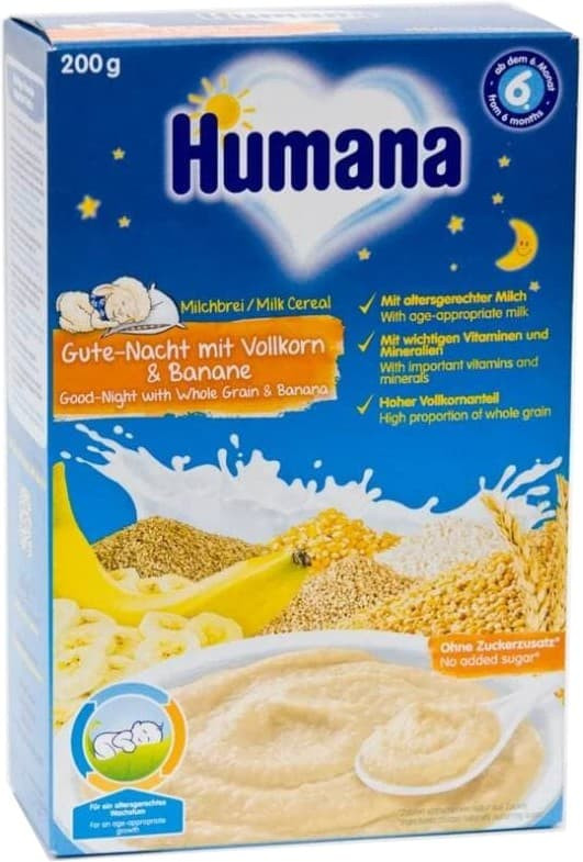 Каша Humana (Хумана) молочная Вечерняя мультизлаковая с бананом с 6 мес 200 гр 77559