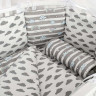 Комплект в кроватку AmaroBaby Premium Радуга 18 предметов серый бязь