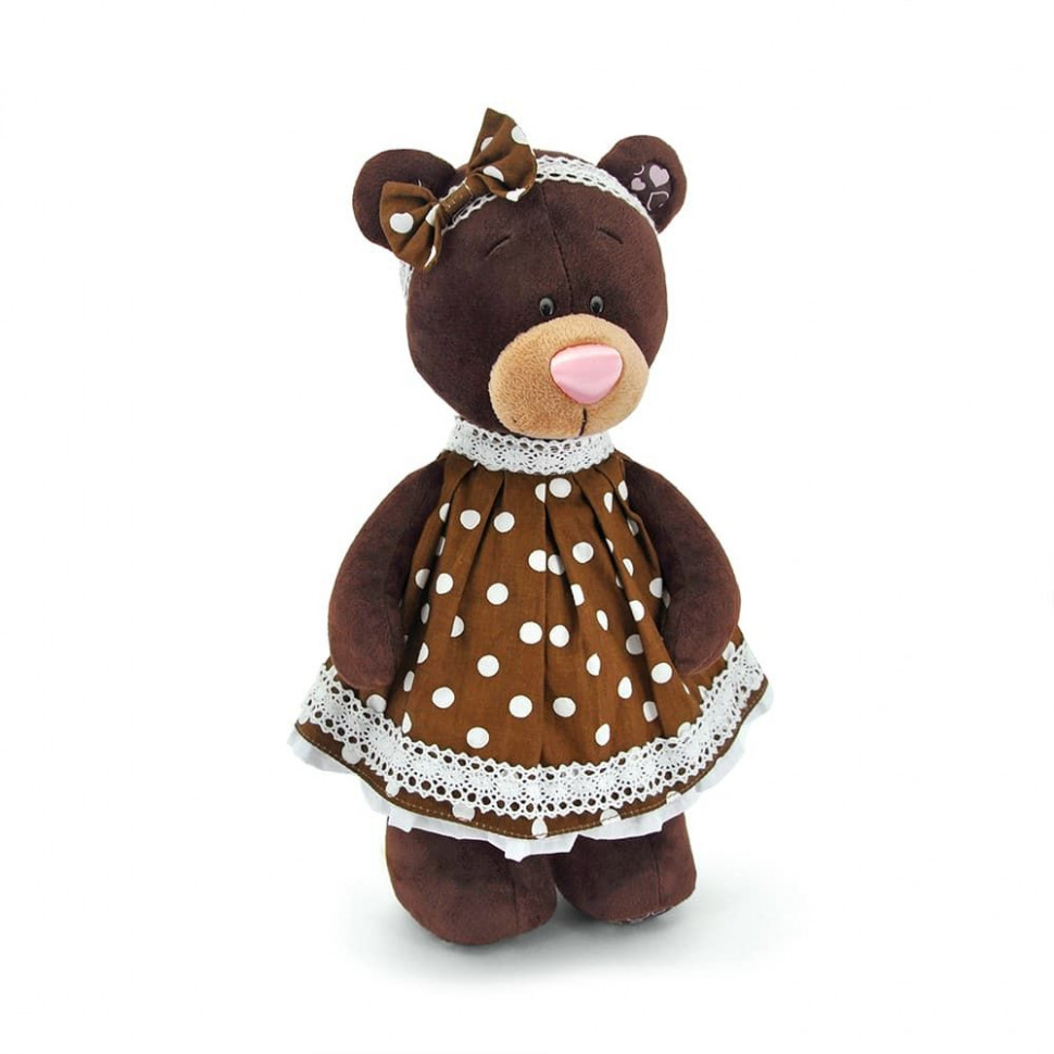 Мягкая игрушка Orange Toys Медведь Milk в платье в горох 78703